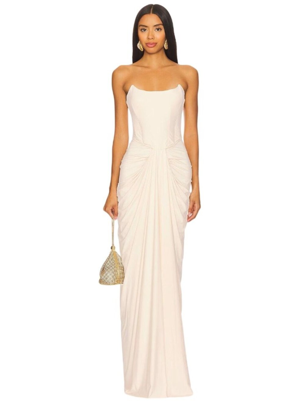 Deme by Gabriella Pearl Gown in Off White XSmall New Womens Maxi Dress